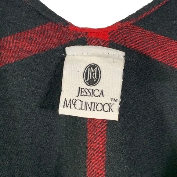Jessica McClintock Super Soft Black Plaid Poncho Caper One Size fits most - Picture 2 of 11